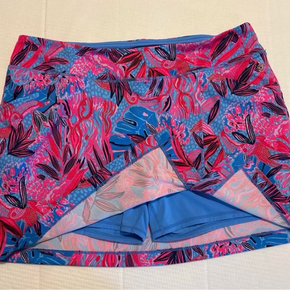 Lilly Pulitzer Luxletic XL Skort A Jungle In Here Blue Peri UPF 50+ EUC 011599 - Picture 9 of 9